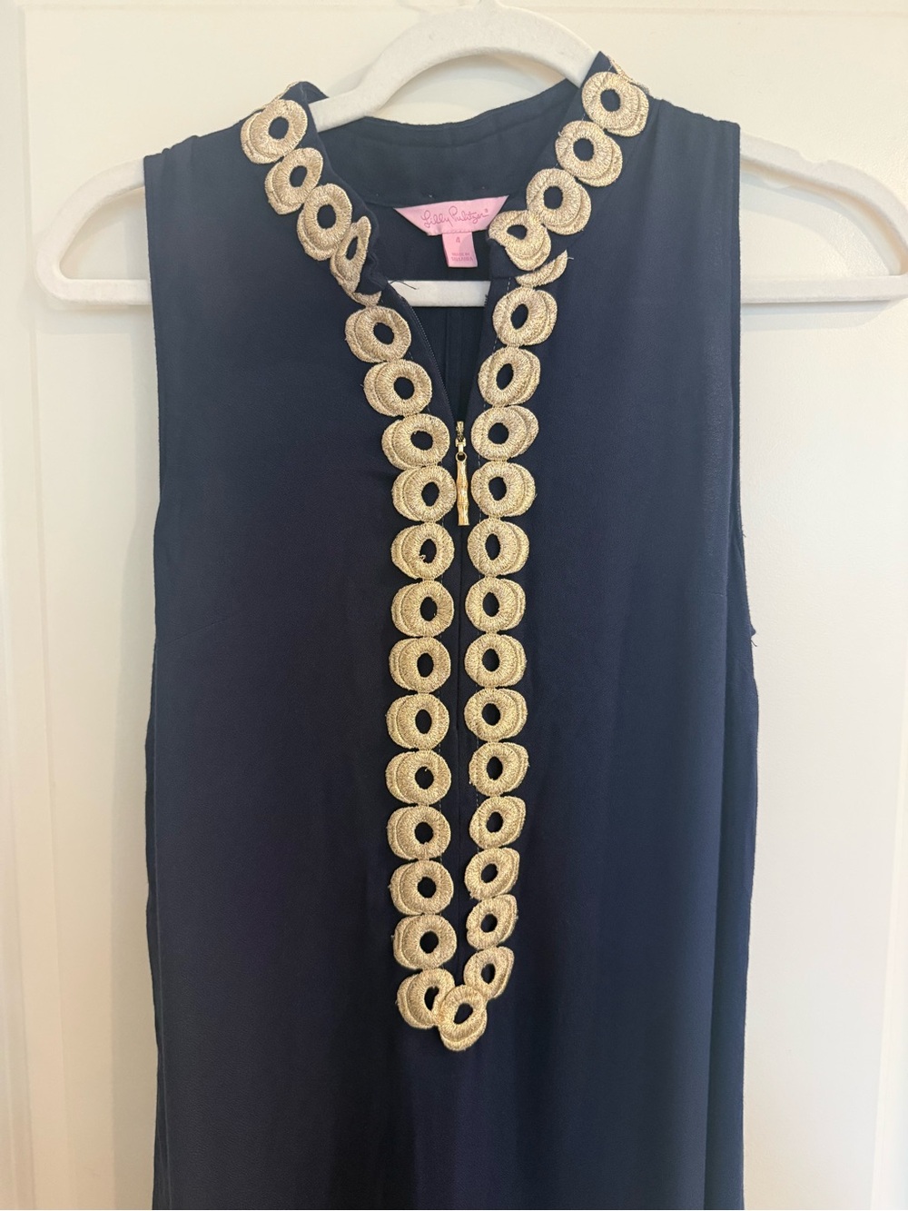 Lilly Pulitzer Jane Shift Dress-Navy and Gold Trim - Picture 5 of 10